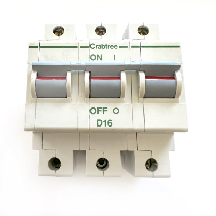 Crabtree Polestar 63D/16 D16 16A 16 Amp 3 Pole Phase MCB Circuit Breaker Type D